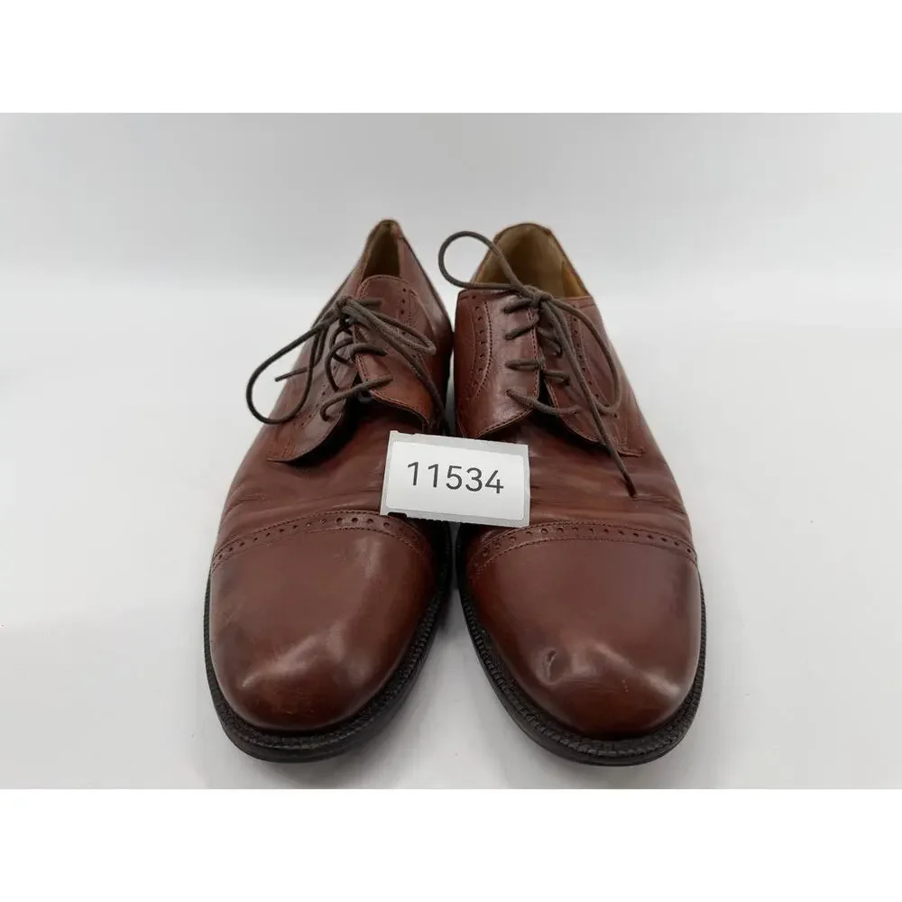 Johnston & Murphy Signature Men's Brown Leather Cap Toe Lace Up Dress Shoes 11 M